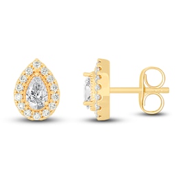 Diamond Earrings 5/8 ct tw Pear/Round 14K Yellow Gold