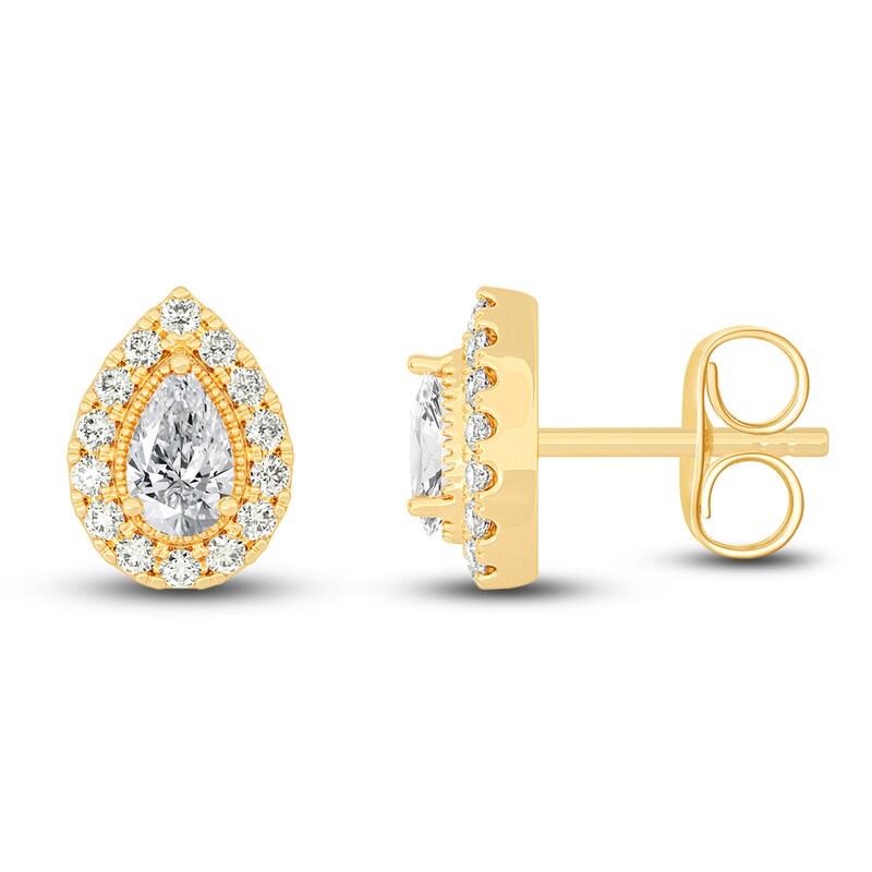 Main Image 1 of Diamond Earrings 5/8 ct tw Pear/Round 14K Yellow Gold