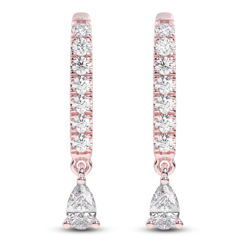 Main Image 1 of Diamond Drop Earrings 3/8 ct tw Pear/Round 14K Rose Gold
