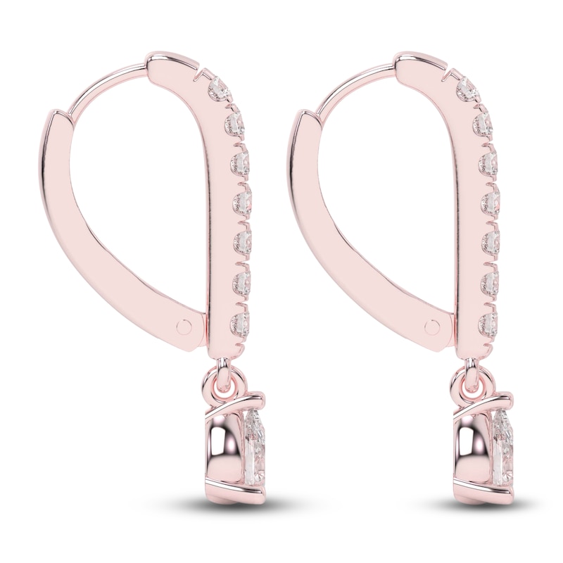 Main Image 3 of Diamond Drop Earrings 3/8 ct tw Pear/Round 14K Rose Gold