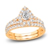 Thumbnail Image 1 of Diamond Halo Bridal Set 1-1/2 ct tw Pear/Round 14K Yellow Gold