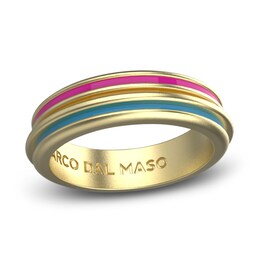 Marco Dal Maso Acies Thin Pansexual Ring Multi-Colored Enamel 14K Yellow Gold