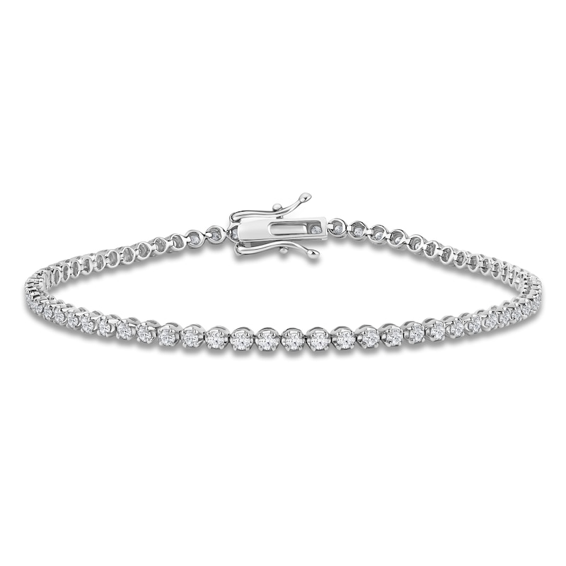 Main Image 1 of Lab-Grown Diamond Tennis Bracelet 1-1/2 ct tw 14K White Gold 7"
