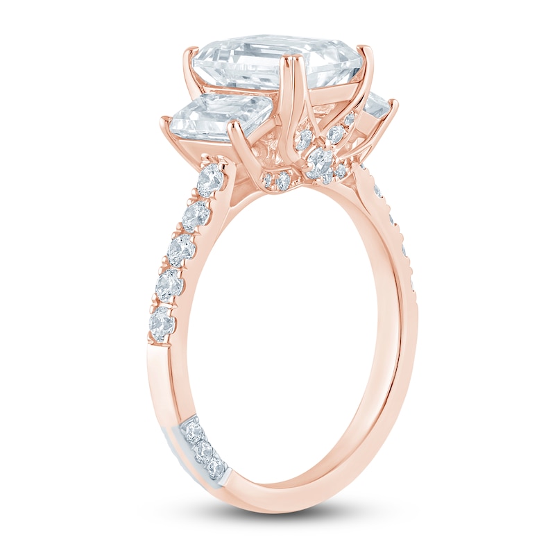 Pnina Tornai Lab-Created Diamond Engagement Ring 3-1/2 ct tw Emerald/Round 14K Rose Gold