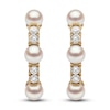 Thumbnail Image 1 of Yoko London Akoya Cultured Pearl Hoop Earrings 1/6 ct tw Diamonds 18K Yellow Gold