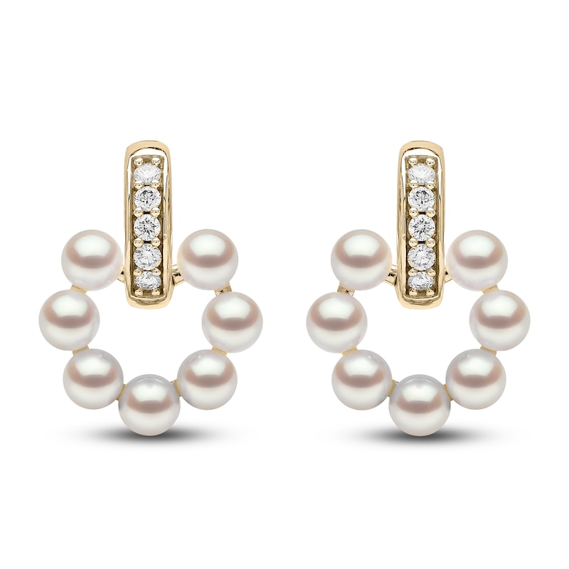 Main Image 1 of Yoko London Akoya Cultured Pearl Earrings 1/8 ct tw Diamonds 18K Yellow Gold
