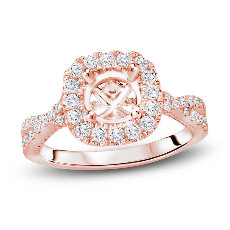 Diamond Engagement Ring Setting 1/2 ct tw Round 14K Rose Gold