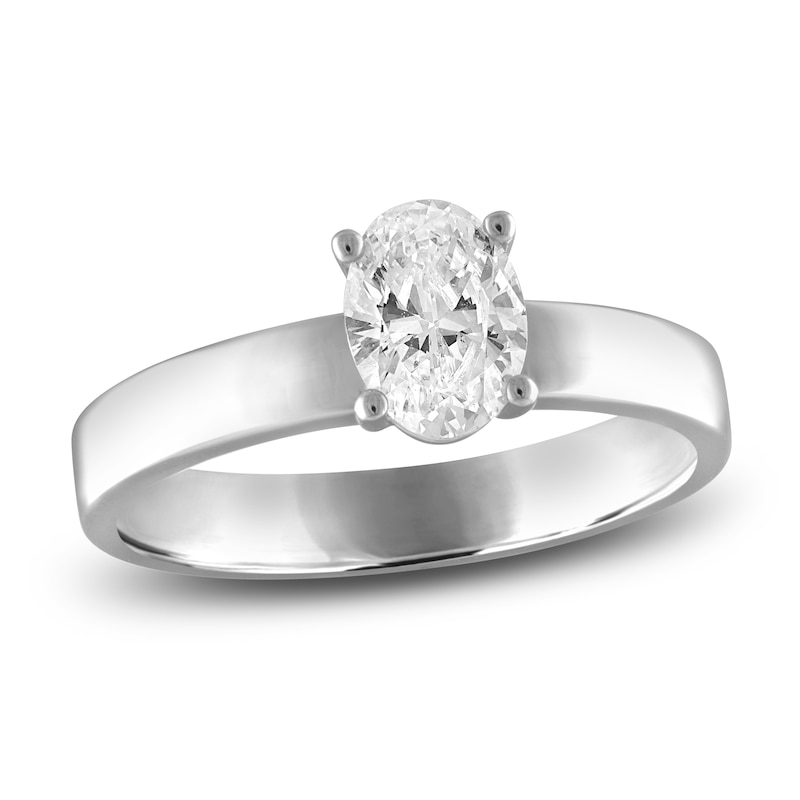 Oval-Cut Diamond Solitaire Ring 3/4 ct tw 14K White Gold 7.5mm