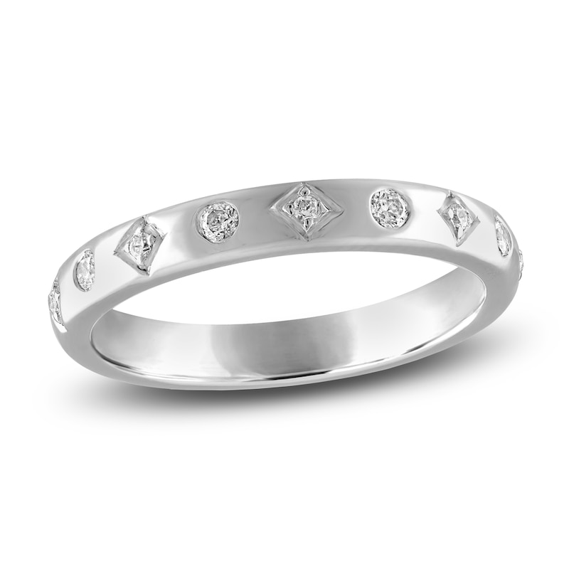 Main Image 1 of Diamond Pave Wedding Band 1/6 ct tw 14K White Gold 3.2mm