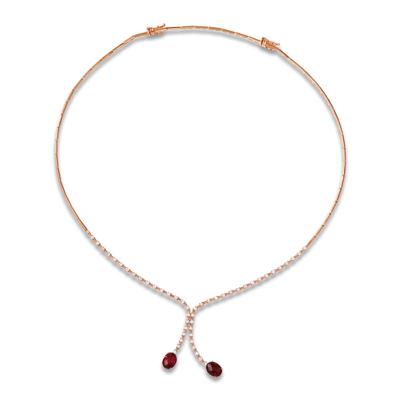 Main Image 1 of Le Vian Couture Oval-Cut Natural Rubellite Necklace 1-1/3 ct tw Diamonds 18K Strawberry Gold
