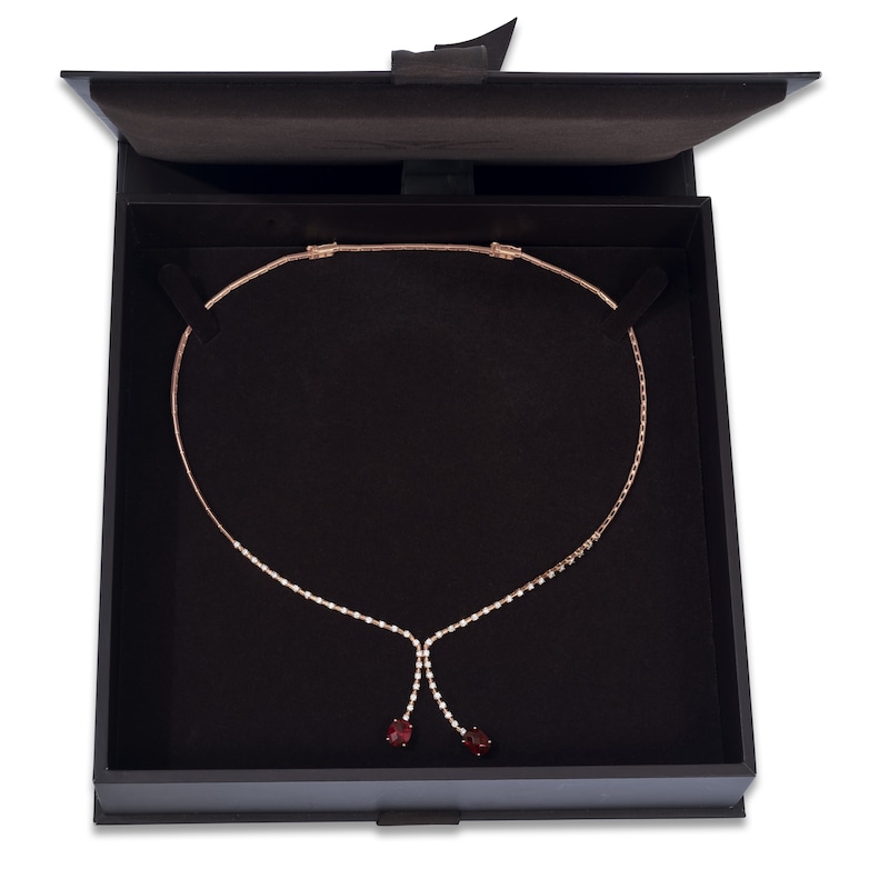 Main Image 2 of Le Vian Couture Oval-Cut Natural Rubellite Necklace 1-1/3 ct tw Diamonds 18K Strawberry Gold