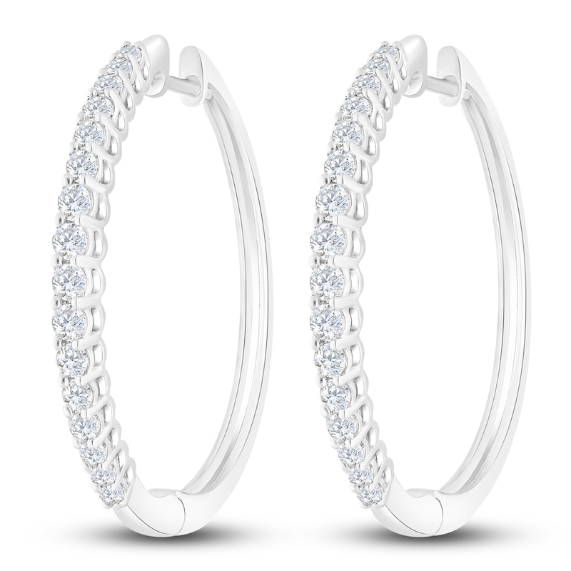 Main Image 2 of Diamond Hoop Earrings 1 ct tw 10K White Gold