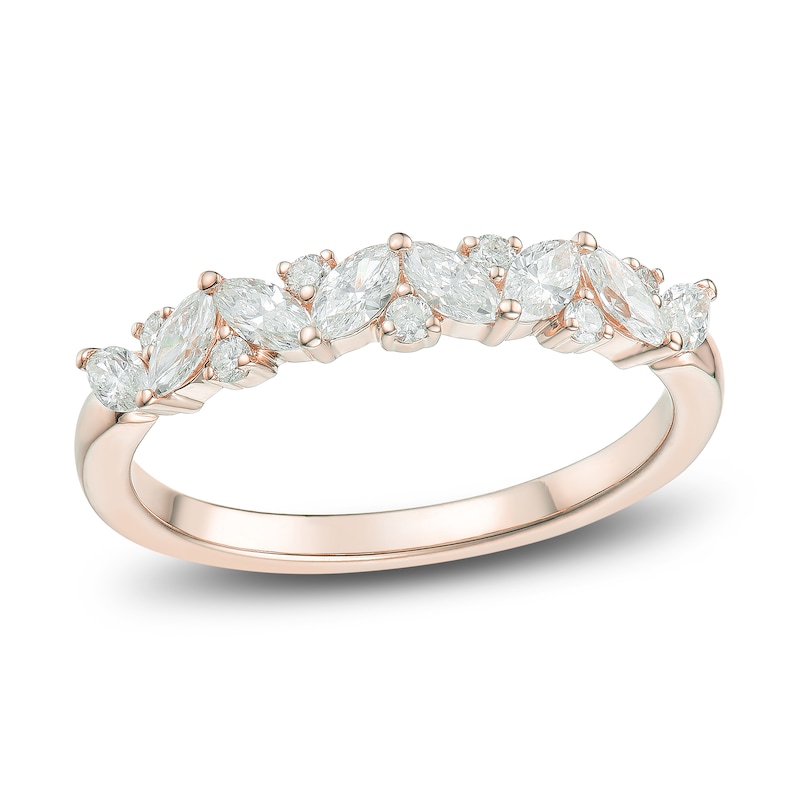 Main Image 1 of Marquise & Round-Cut Diamond Anniversary Band 5/8 ct tw 14K Rose Gold
