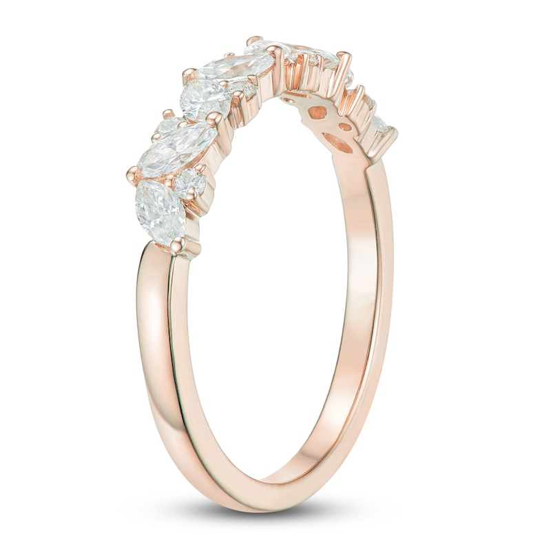 Marquise & Round-Cut Diamond Anniversary Band 5/8 ct tw 14K Rose Gold