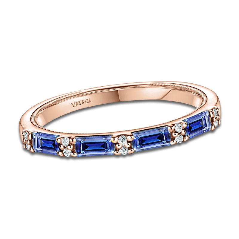 Main Image 1 of Kirk Kara Natural Blue Sapphire & Diamond Wedding Band 1/20 ct tw 18K Rose Gold