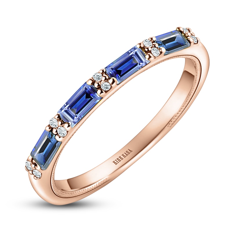 Main Image 2 of Kirk Kara Natural Blue Sapphire & Diamond Wedding Band 1/20 ct tw 18K Rose Gold