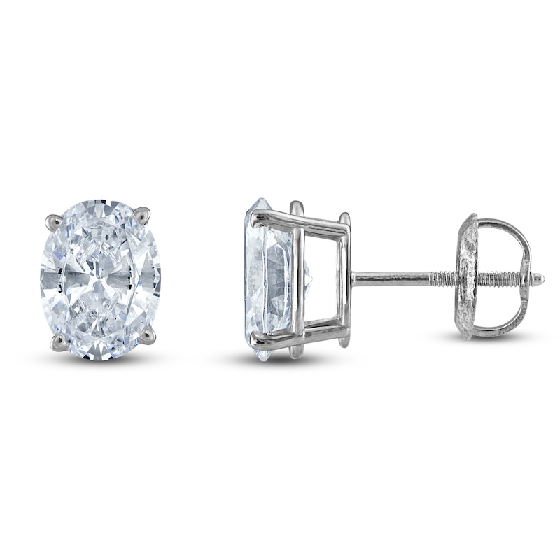 Main Image 1 of Oval-Cut Lab-Grown Diamond Solitaire Stud Earrings 1-1/2 ct tw 14K White Gold (F/SI2)