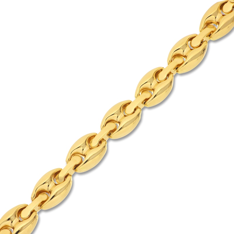 Main Image 2 of Italia D'Oro Solid Puffed Mariner Chain Bracelet 14K Yellow Gold 7.75"