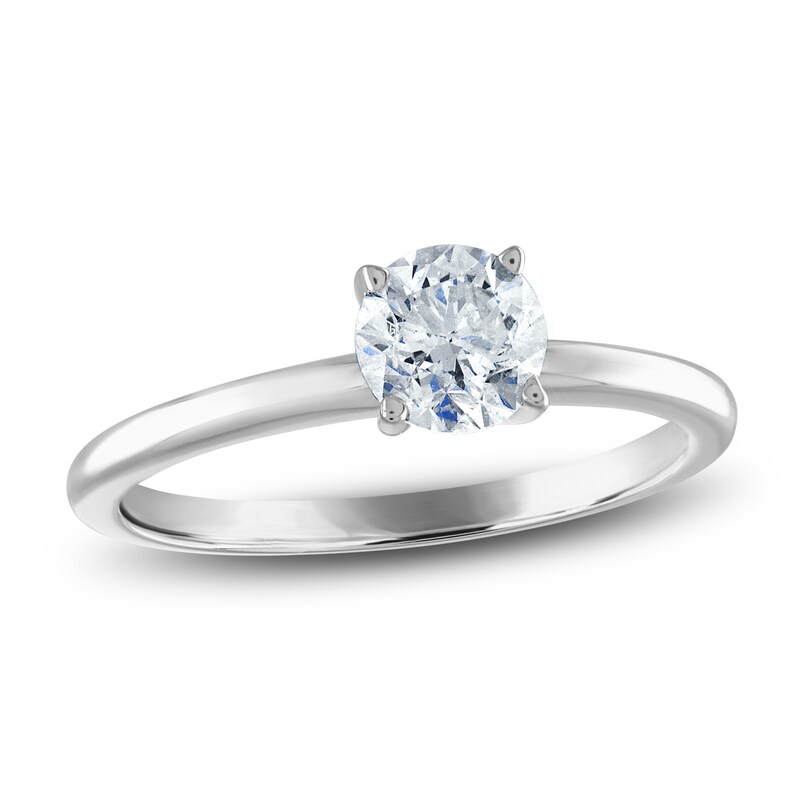 Main Image 1 of Certified Round Diamond Solitaire Engagement Ring 3/4 ct tw 14K White Gold (I/I1)