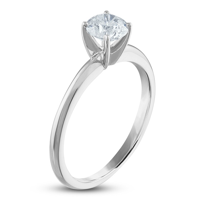 Main Image 2 of Certified Round Diamond Solitaire Engagement Ring 3/4 ct tw 14K White Gold (I/I1)