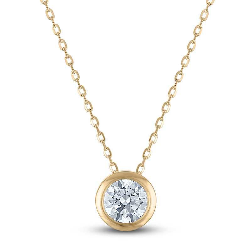 Certified Diamond Bezel-Set Solitaire Necklace 1/ ct tw 14K Gold 18" (I1/I