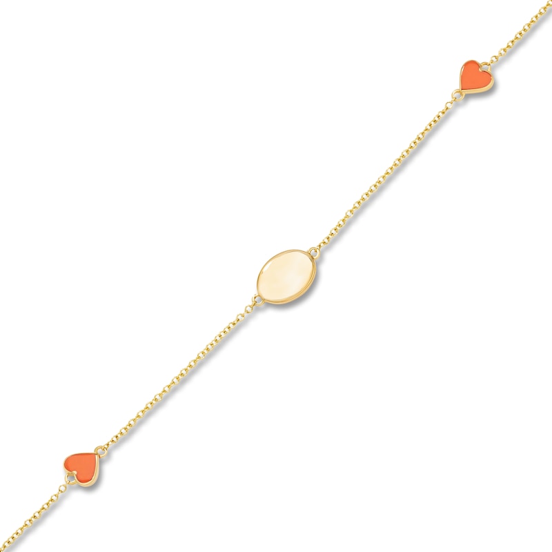 Main Image 2 of Engravable Enamel Heart Bracelet 14K Yellow Gold 6"