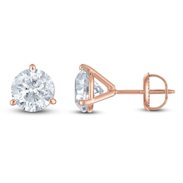 Certified Round-Cut Diamond Solitaire Stud Earrings 3 ct tw 18K Rose Gold (SI2/I)