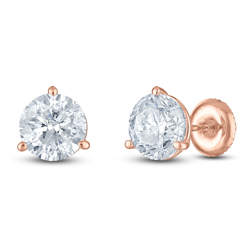 Main Image 2 of Certified Round-Cut Diamond Solitaire Stud Earrings 3 ct tw 18K Rose Gold (SI2/I)