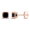 Thumbnail Image 1 of Princess-Cut Black Diamond Solitaire Stud Earrings 1 ct tw 14K Rose Gold