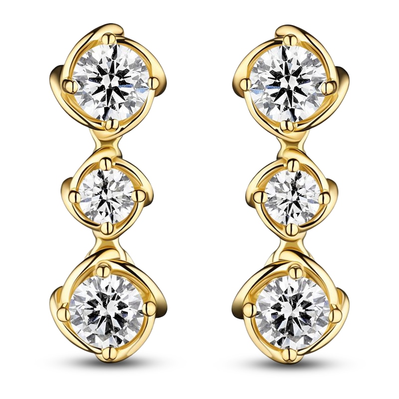 Main Image 1 of Matinee by A Link Diamond Abbracci Three-Stone Drop Earrings 1/2 ct tw 18K Yellow Gold
