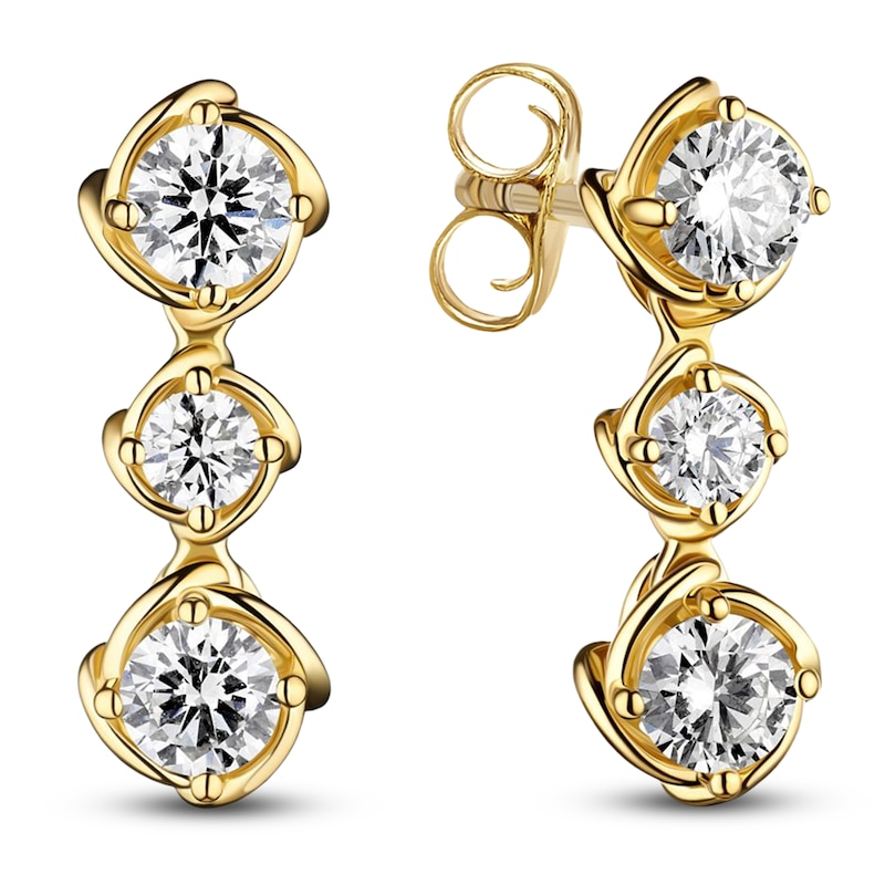 Main Image 2 of Matinee by A Link Diamond Abbracci Three-Stone Drop Earrings 1/2 ct tw 18K Yellow Gold