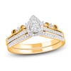 Thumbnail Image 1 of Multi-Diamond Pear-Shaped Halo Bridal Set 1/4 ct tw 10K Yellow Gold
