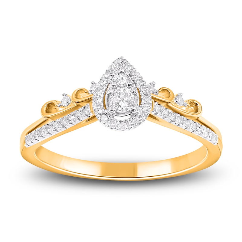 Main Image 2 of Multi-Diamond Pear-Shaped Halo Bridal Set 1/4 ct tw 10K Yellow Gold