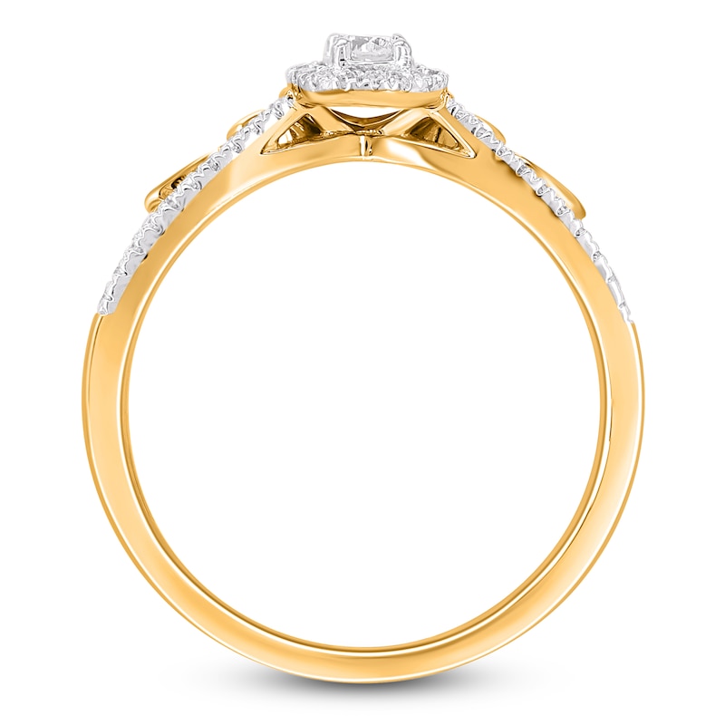 Main Image 4 of Multi-Diamond Pear-Shaped Halo Bridal Set 1/4 ct tw 10K Yellow Gold