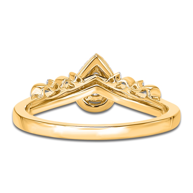 Main Image 5 of Multi-Diamond Pear-Shaped Halo Bridal Set 1/4 ct tw 10K Yellow Gold
