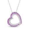 Thumbnail Image 1 of Natural Amethyst & White Lab-Created Sapphire Tilted Heart Necklace Sterling Silver 18"