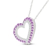 Thumbnail Image 2 of Natural Amethyst & White Lab-Created Sapphire Tilted Heart Necklace Sterling Silver 18"