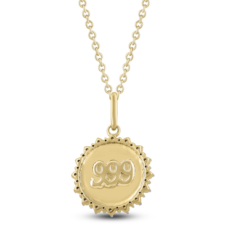 Main Image 4 of Diamond Angel Number 999 Medallion Necklace 1/4 ct tw 10K Yellow Gold 18"