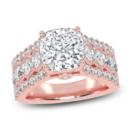 Cushion-Cut Created By Jared Studio Lab-Grown Diamond Engagement Ring 3-3/4 ct tw 14K Rose Gold