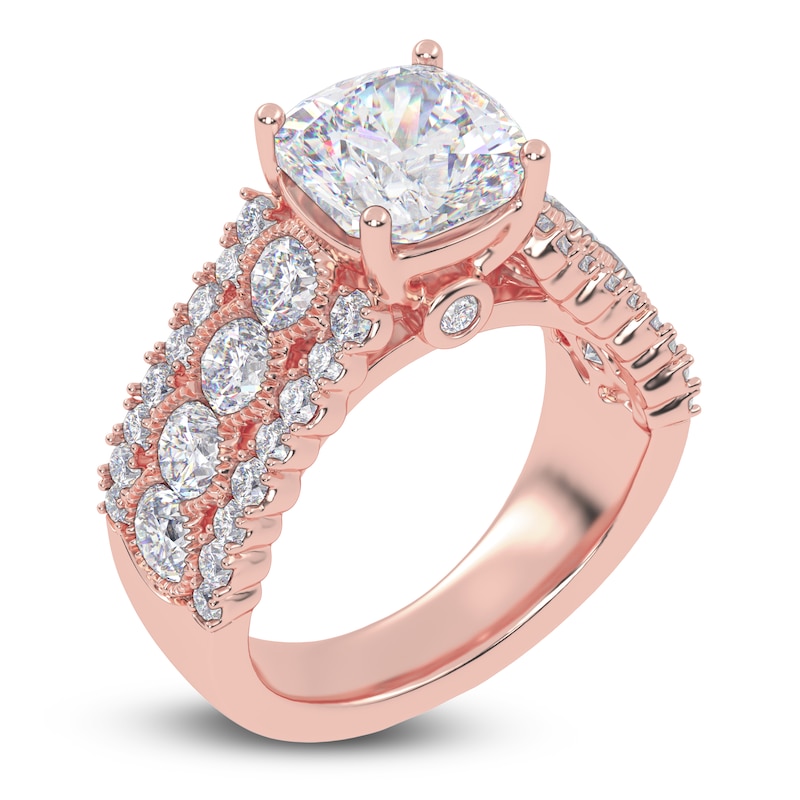 Main Image 2 of Cushion-Cut Created By Jared Studio Lab-Grown Diamond Engagement Ring 3-3/4 ct tw 14K Rose Gold