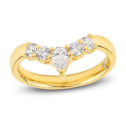 Storied Diamond Desert Sands of Eternity Pear-Shaped & Round-Cut Contour Anniversary Ring 5/8 ct tw 18K Yellow Gold