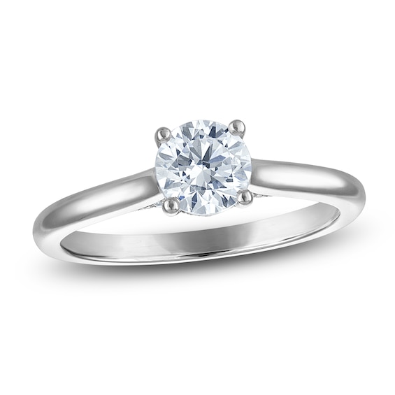 Round-Cut Lab-Grown Diamond Solitaire Plus Engagement Ring 7/8 ct tw Platinum (VS2/F)