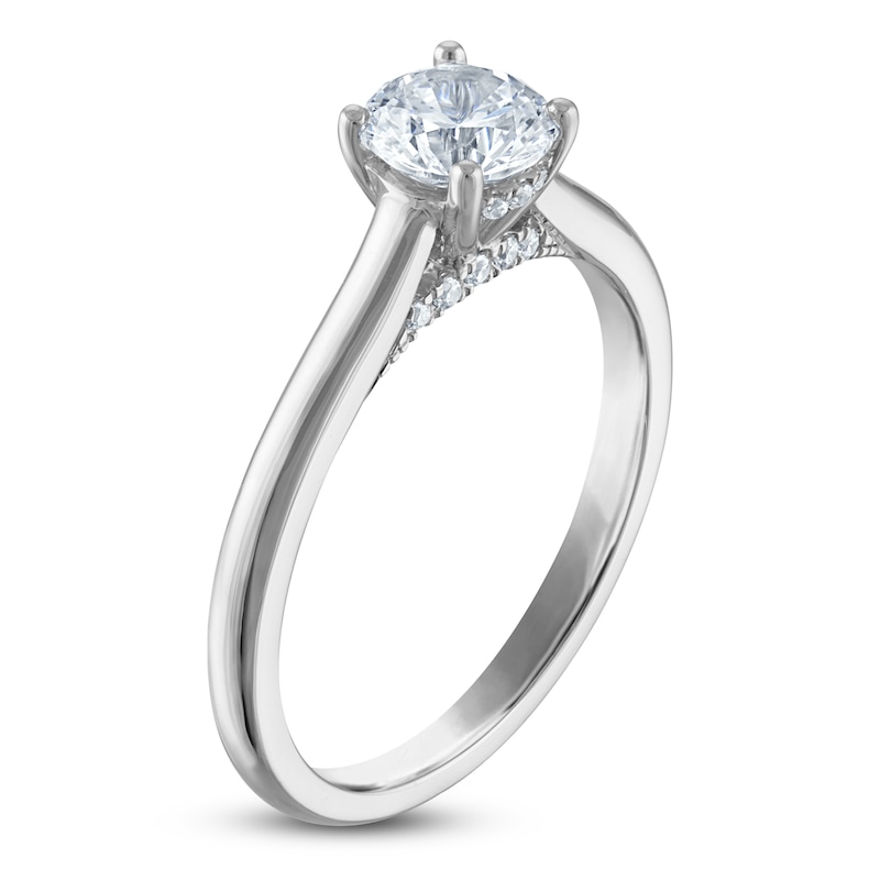 Main Image 2 of Round-Cut Lab-Grown Diamond Solitaire Plus Engagement Ring 7/8 ct tw Platinum (VS2/F)