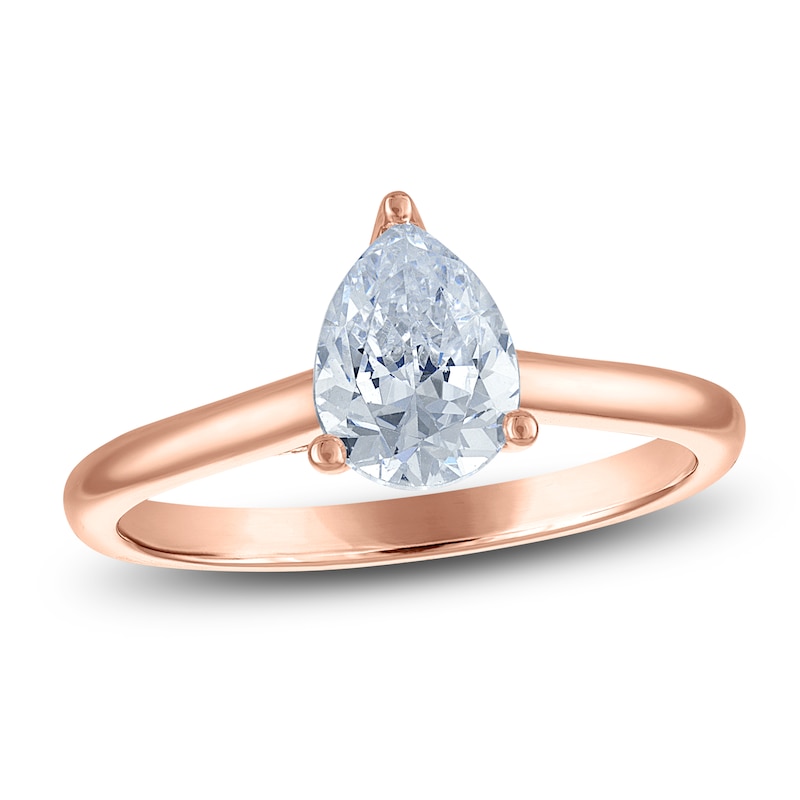Main Image 1 of Pear-Shaped Lab-Grown Diamond Solitaire Plus Engagement Ring 7/8 ct tw 18K Rose Gold (VS2/F)