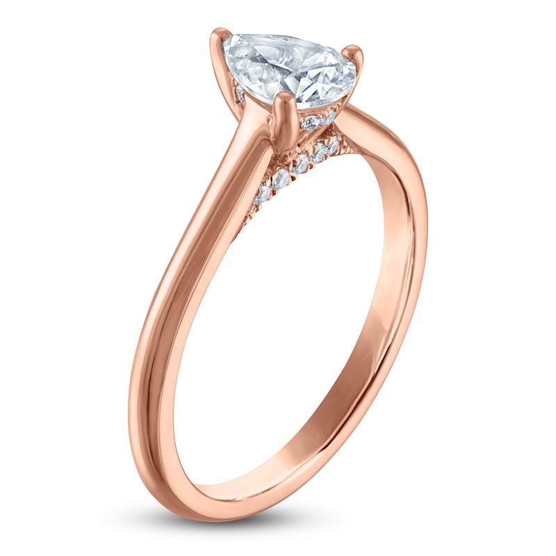 Main Image 2 of Pear-Shaped Lab-Grown Diamond Solitaire Plus Engagement Ring 7/8 ct tw 18K Rose Gold (VS2/F)