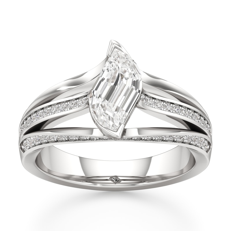 Main Image 1 of J'Lure Lab-Grown Diamond Leaf Step-Cut Engagement Ring 1-3/8 ct tw 18K White Gold
