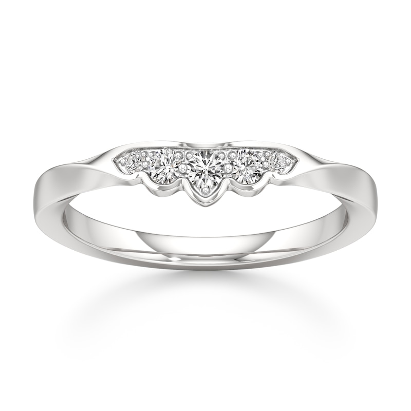Main Image 1 of J'Lure Lab-Grown Diamond Scalloped Wedding Band 1/8 ct tw 18K White Gold