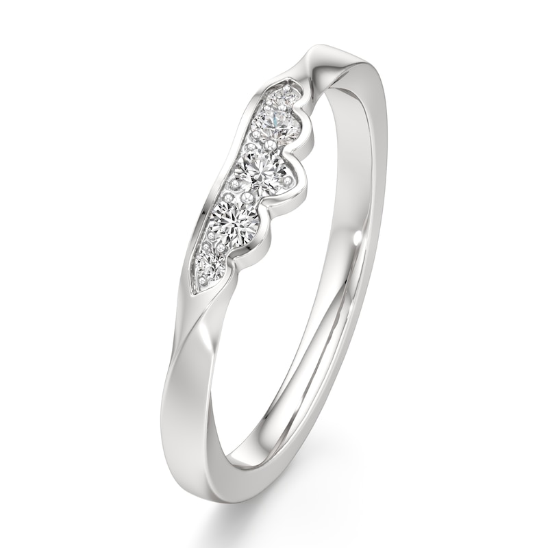 Main Image 4 of J'Lure Lab-Grown Diamond Scalloped Wedding Band 1/8 ct tw 18K White Gold
