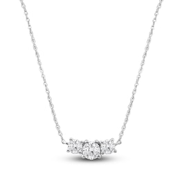 Lab-Grown Diamond Three-Stone Necklace 1/2 ct tw 14K White Gold 18"