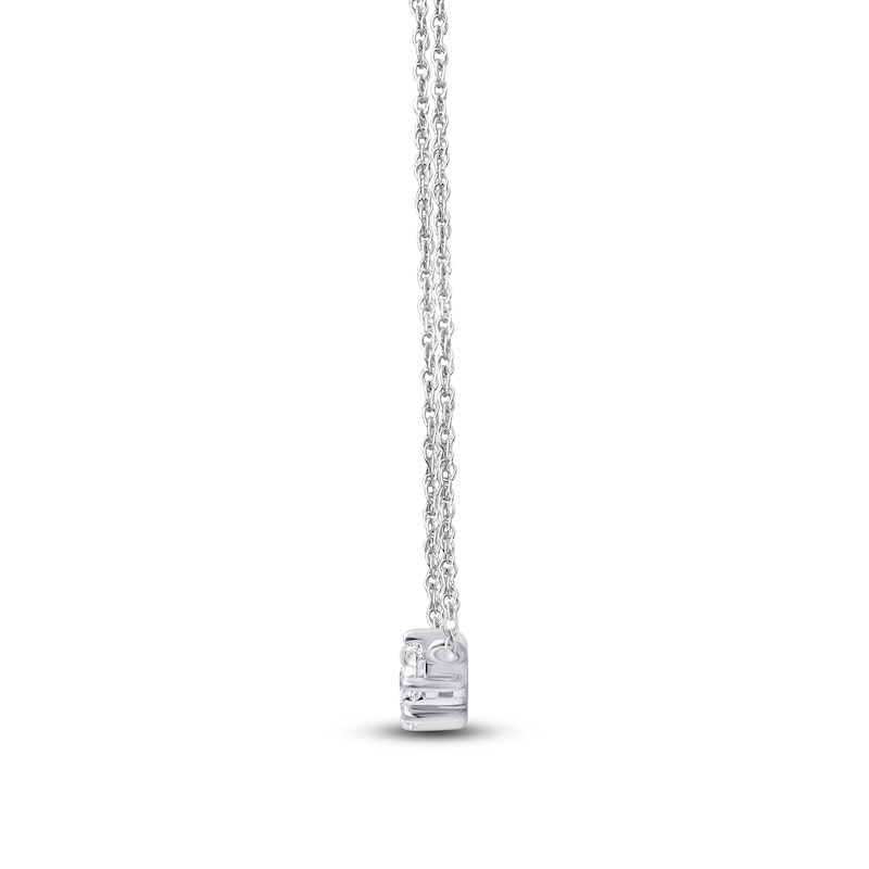 Main Image 5 of Lab-Grown Diamond Three-Stone Necklace 1/2 ct tw 14K White Gold 18"